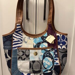 Coach Patchwork Denim Hobo Shoulder Bag